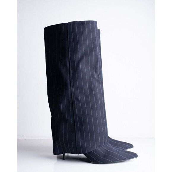 Zara Womens Boots Knee High Fabric Gaiter Navy Blue US 10 EU 41 3085/310 NWT - Picture 8 of 9